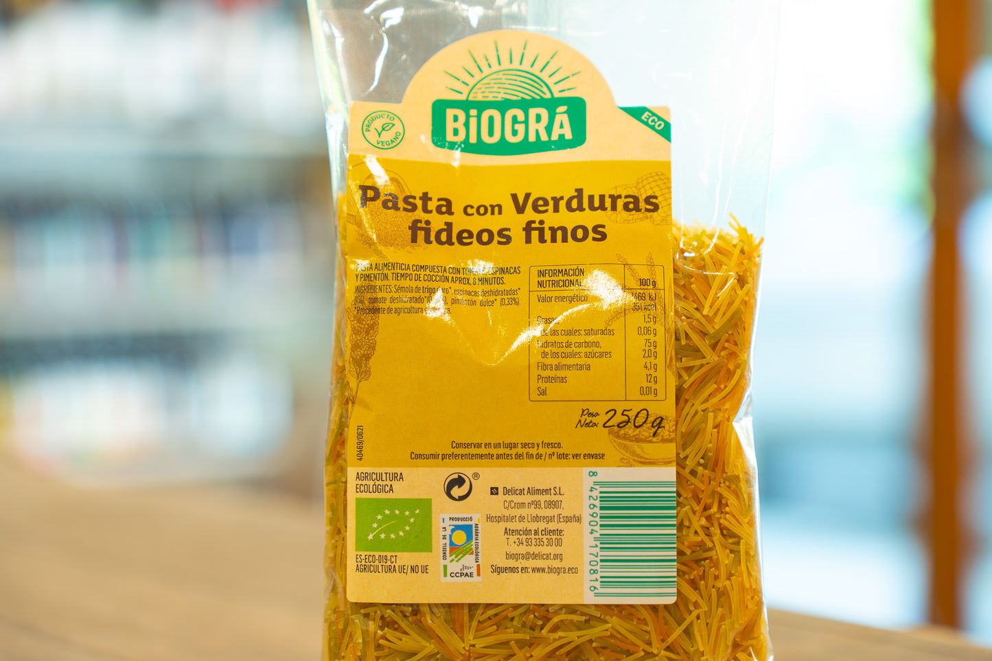 Pasta con verduras fideos finos Biográ