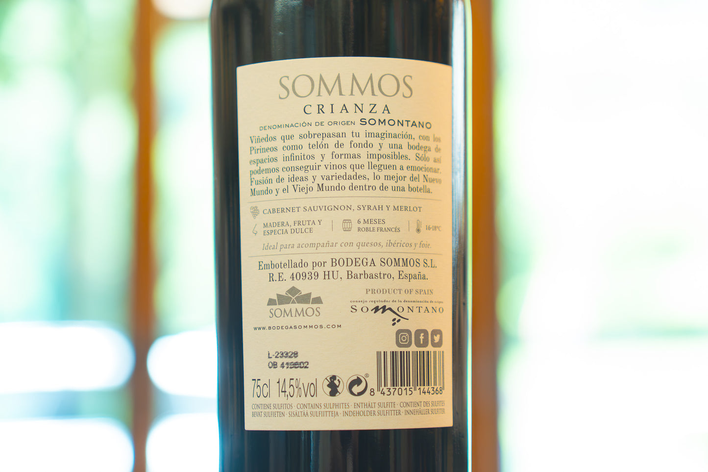 Vino tinto crianza 2020 Sommos Somontano